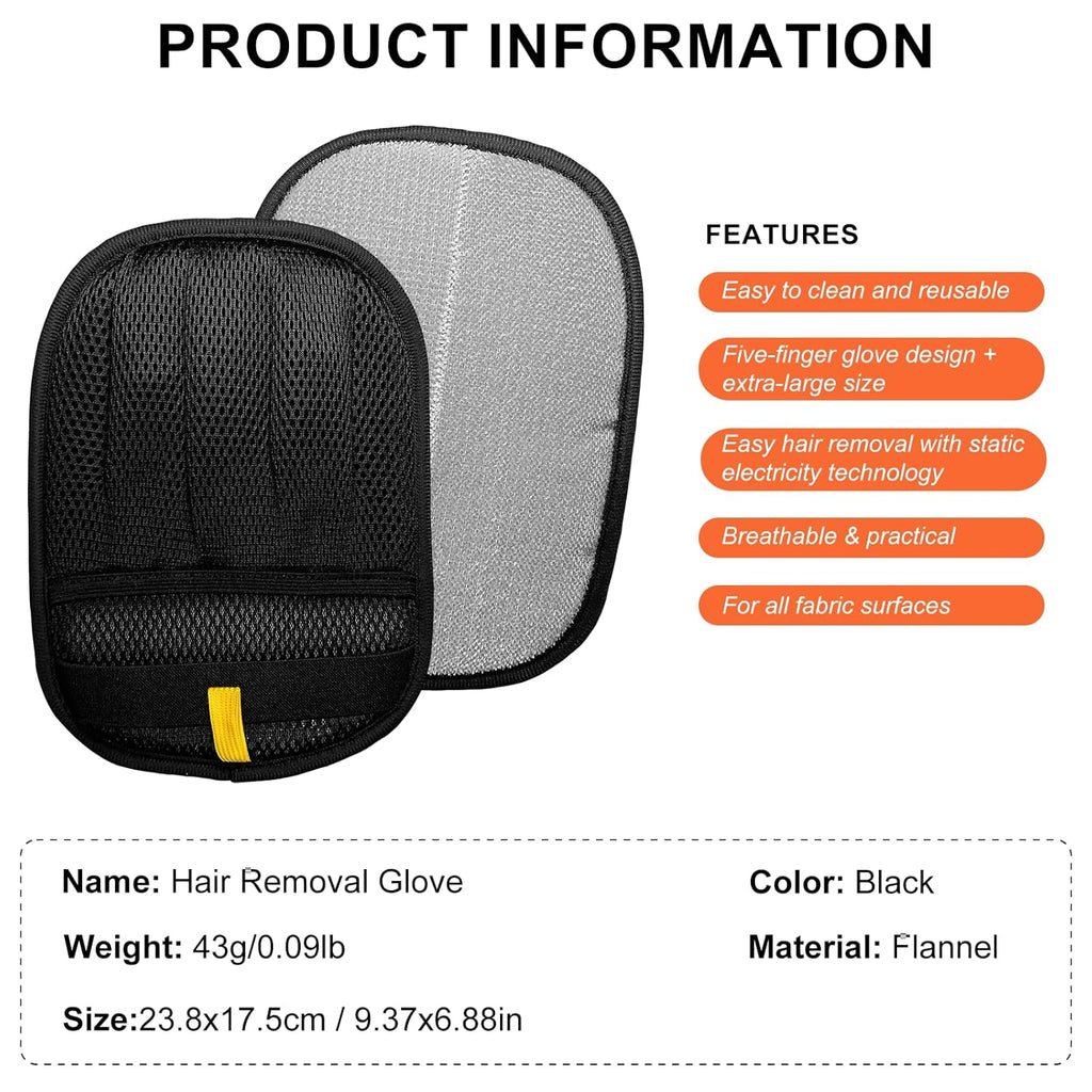 Pet Hair Removal Glove - Magic Brush Electrostatic Mitt for Dogs & Cats Reusable Grooming Gloves Pet Hair Remover Tool with 5-Finger Design for Couch, Carpet, Furniture, Laundry & Clothing