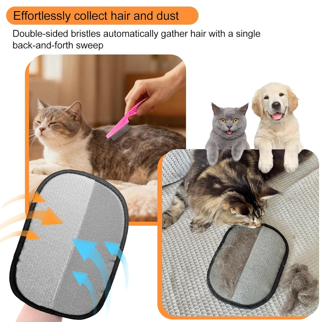 Pet Hair Removal Glove - Magic Brush Electrostatic Mitt for Dogs & Cats Reusable Grooming Gloves Pet Hair Remover Tool with 5-Finger Design for Couch, Carpet, Furniture, Laundry & Clothing